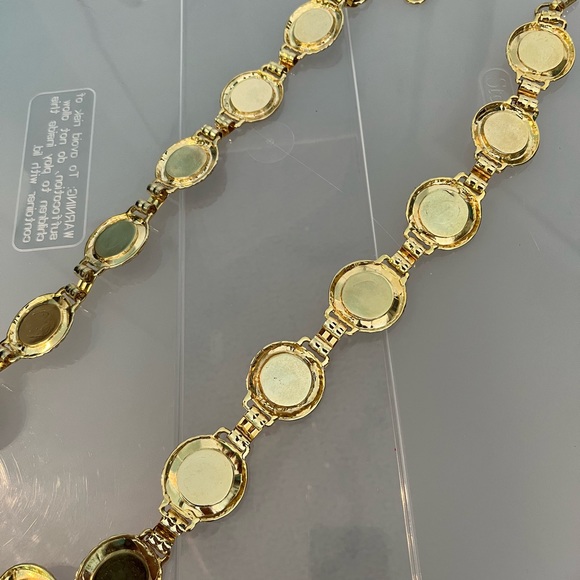 Emerald Green, Light and Royal Blue Gems Gold Metal Circles Belt Made in Italy - Picture 5 of 6